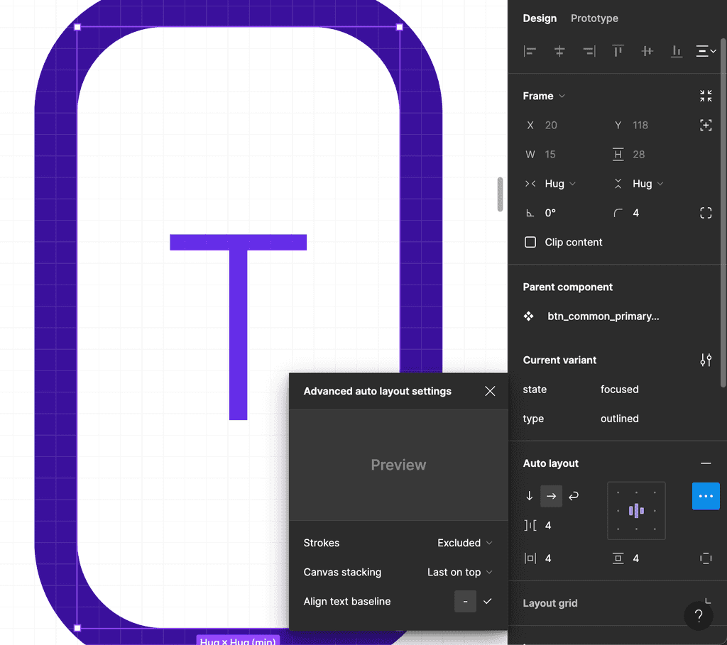 Auto layout > Strokes : Excluded / Stroke : Outside